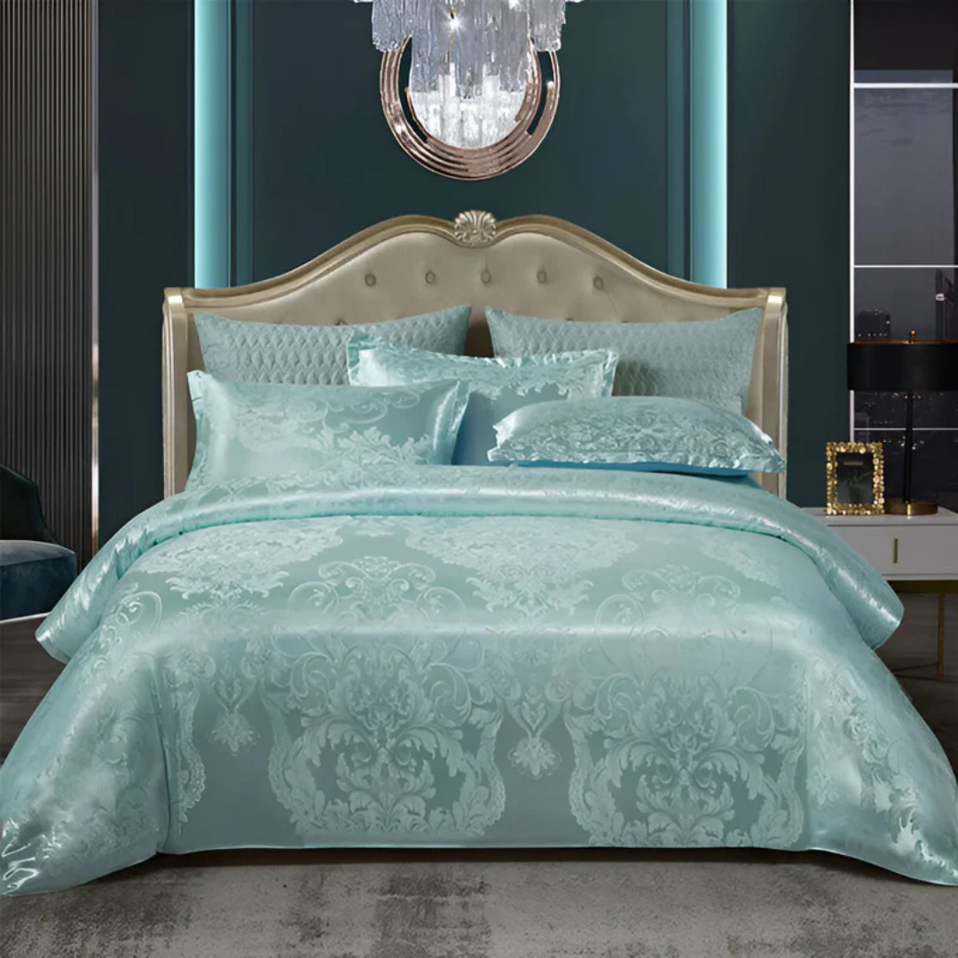 Luxuriöses Satin - Elegantes Satin-Bettbezug mit wunderschönem Blumenmuster