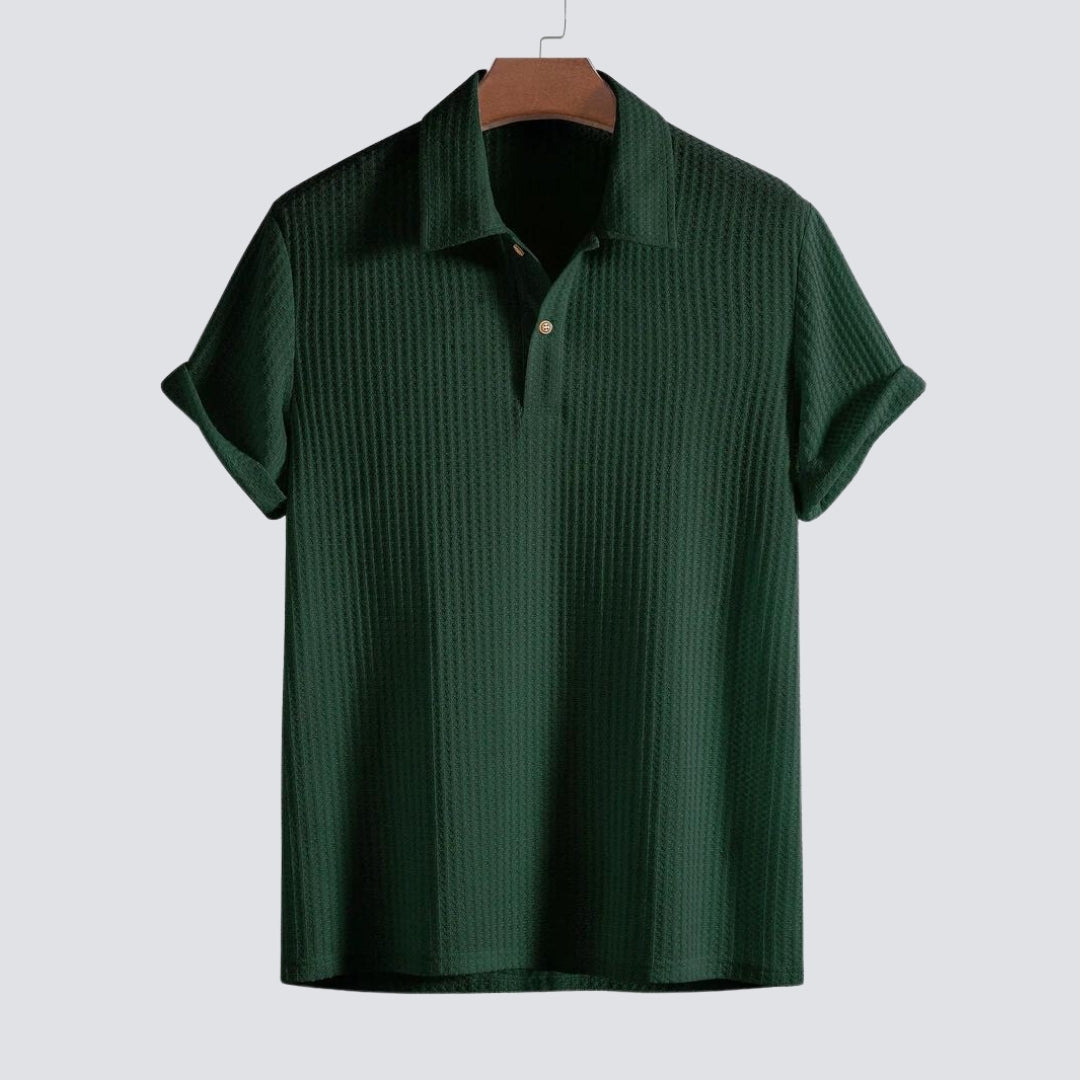 Luxe Waffel-Gemusterter Strick-Polo für einen stilvollen Look