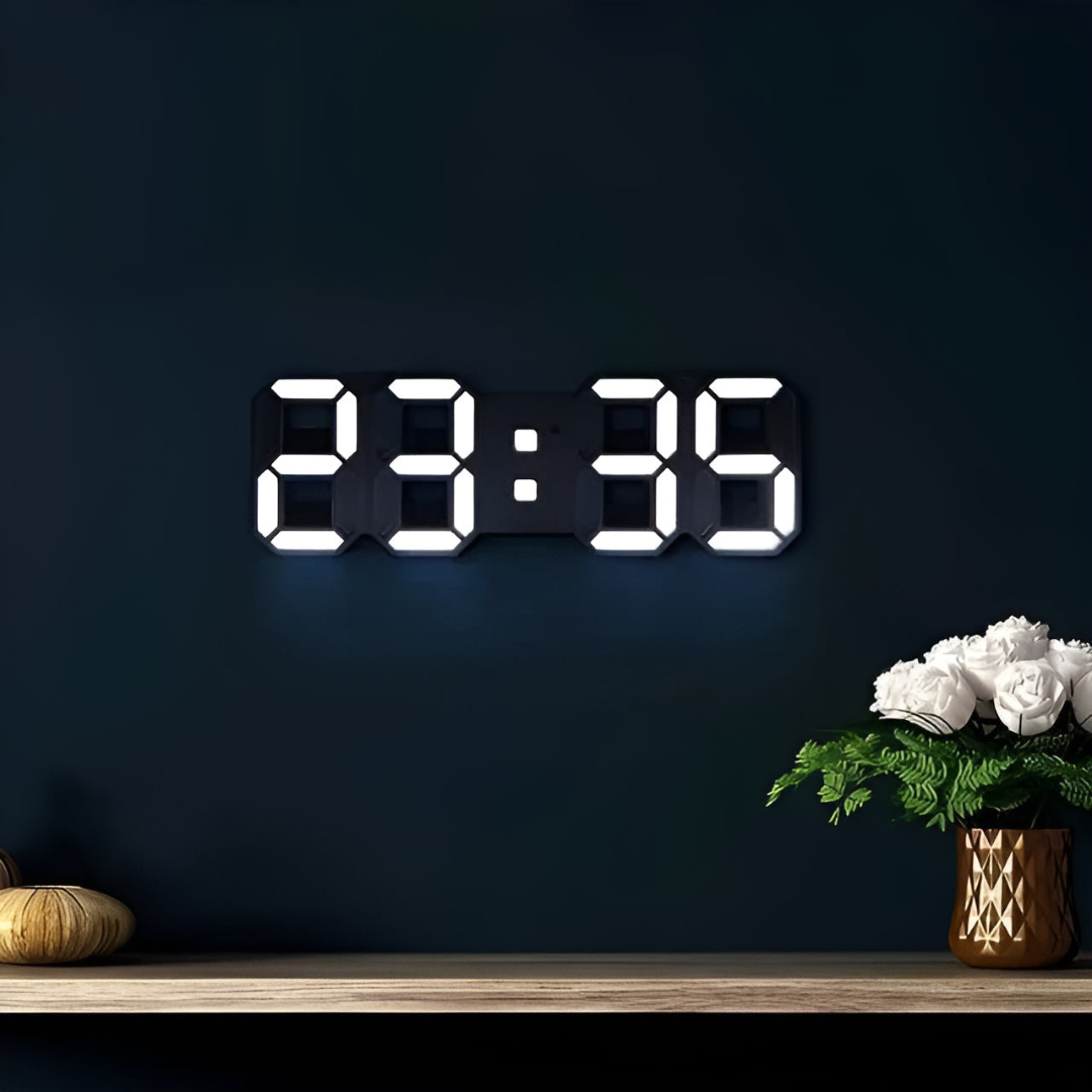 Nyvox - Elegante 3D LED Digitale Wanduhr für moderne Eleganz