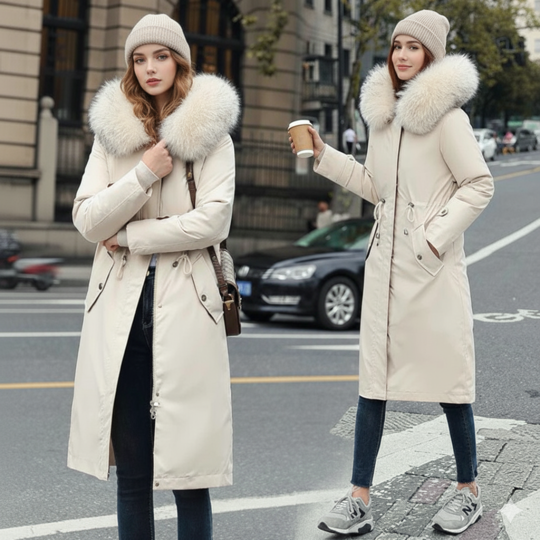 Fionna Damen-Winterjacke mit Kapuze und plüschigem Fellkragen