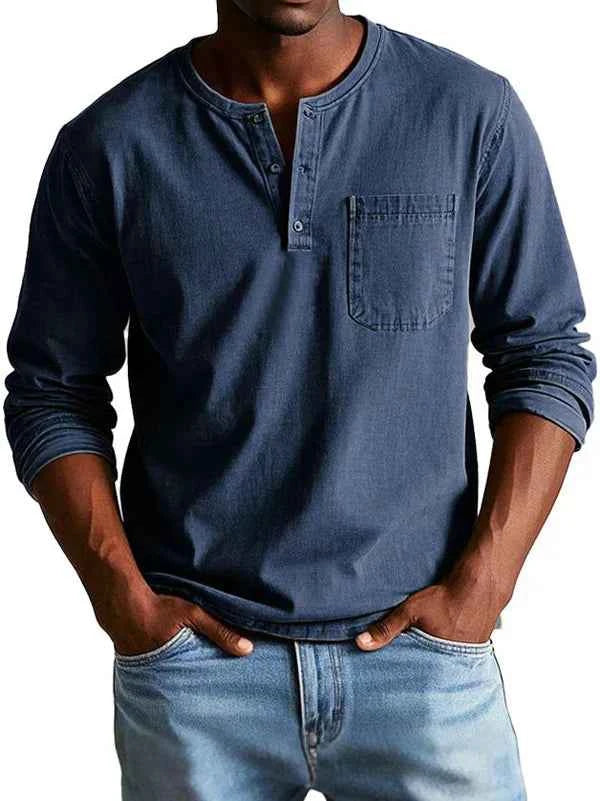 Philipp | Herren Lässiges Langarm-Henleyshirt