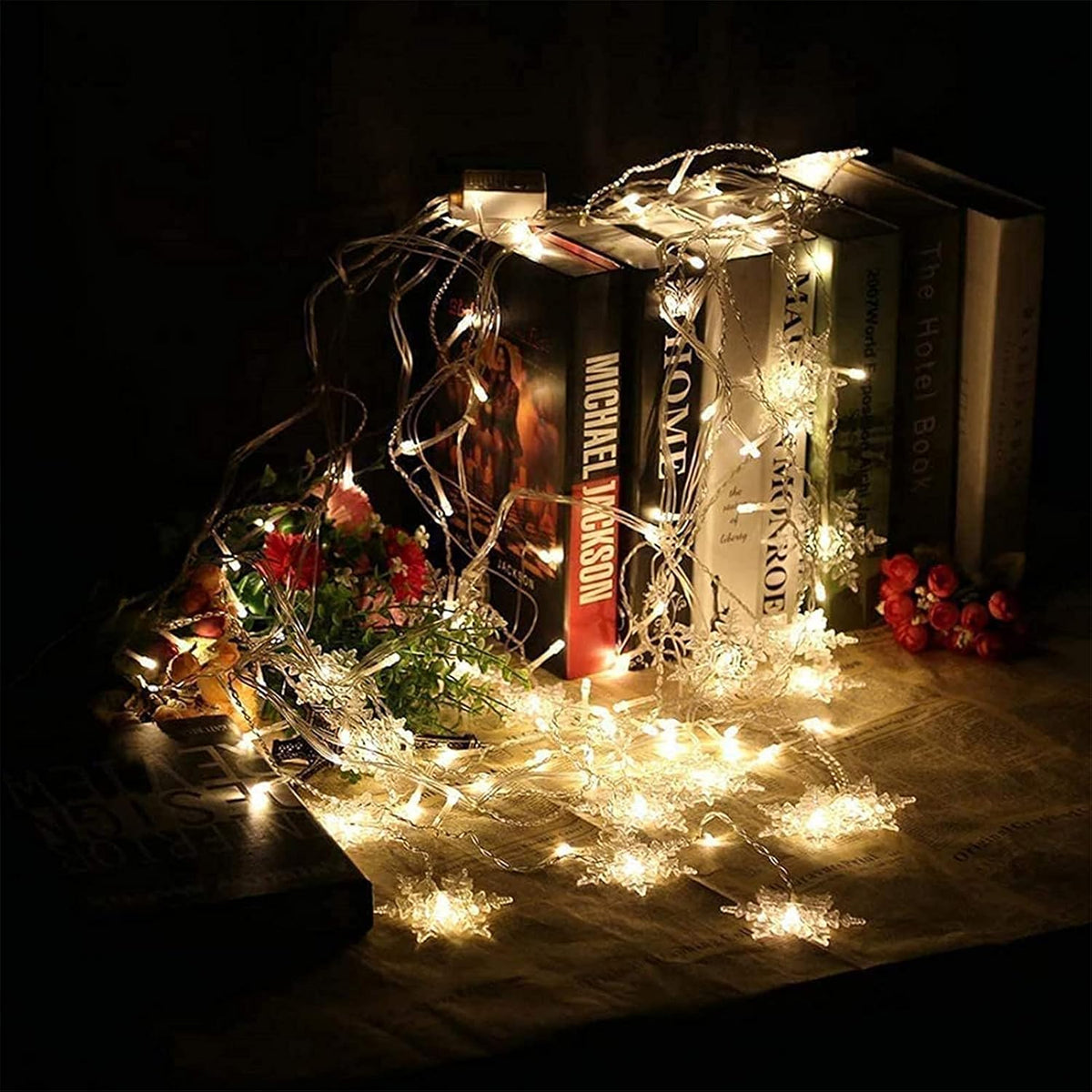 LED Schneeflocken Lichtervorhang – Weihnachts-Lichterkette mit 8 Modi