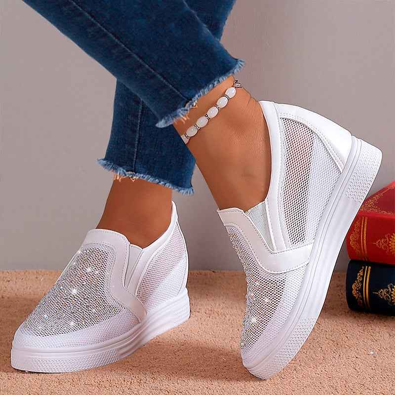 Damen-Sneaker mit weißen Kristallverzierungen
