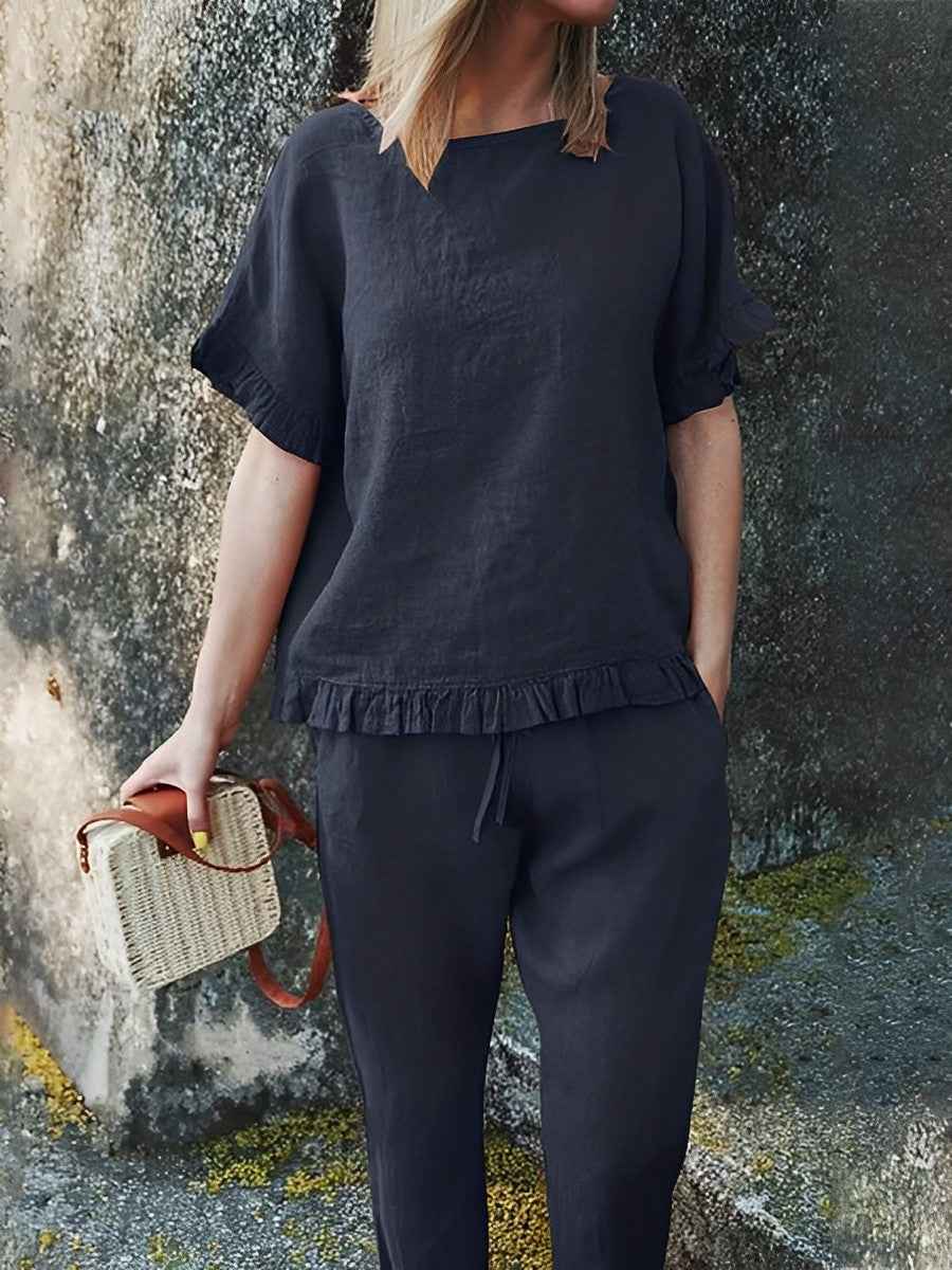 Freizeit-Set mit Langarmshirt und Passform