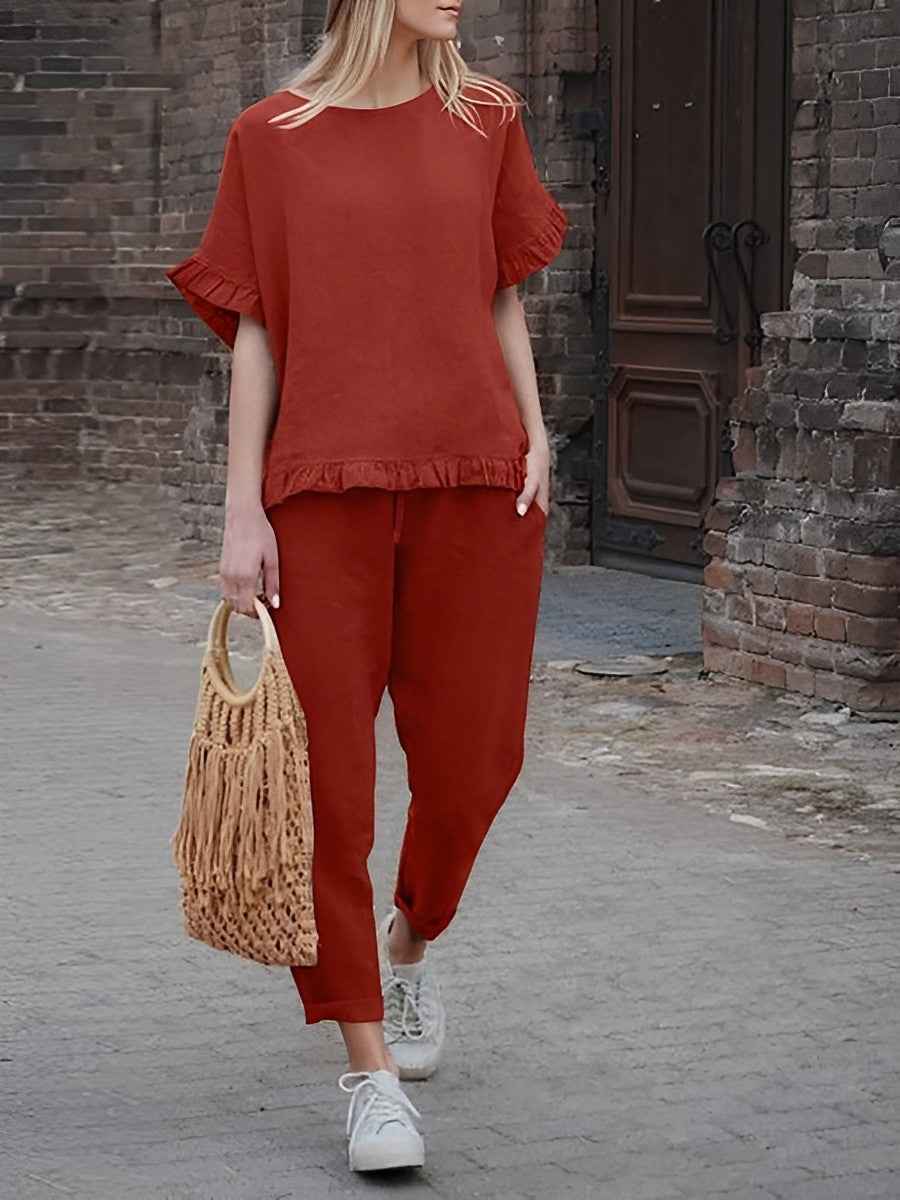 Freizeit-Set mit Langarmshirt und Passform