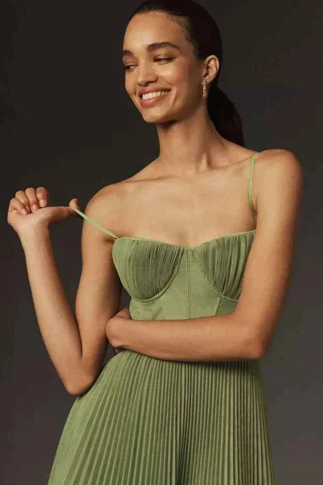 Isabella Falten-Tüll-Midi-Kleid – Elegant, Fließend & Zeitlos