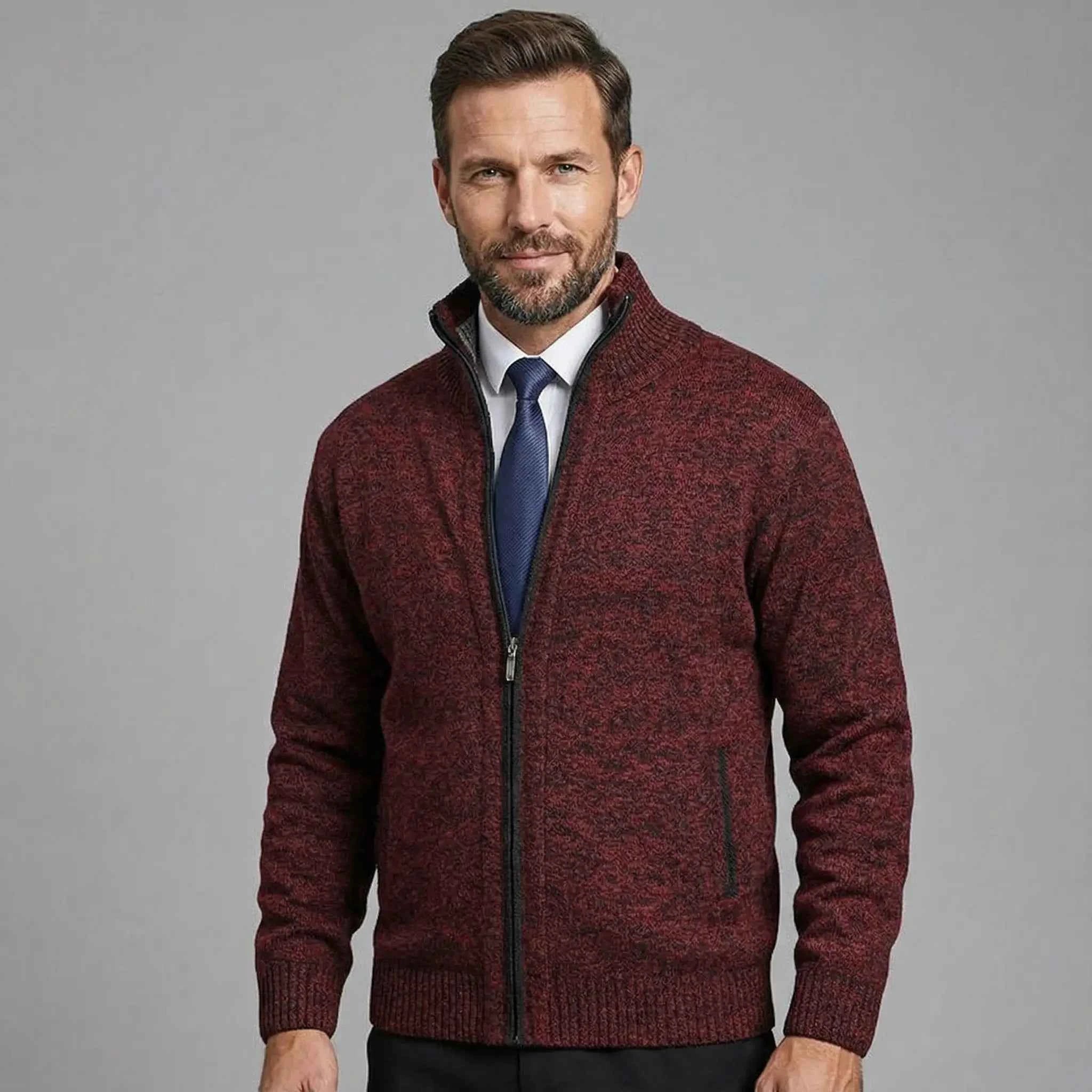 Owen Einfarbiges Strickcardigan mit Stehkragen