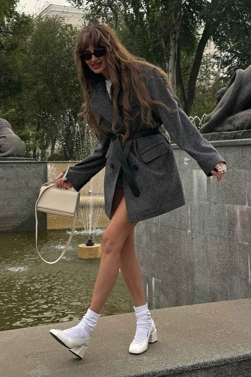 Tweed Doppelreihiger Woll-Blazer Mantel für einen eleganten Look