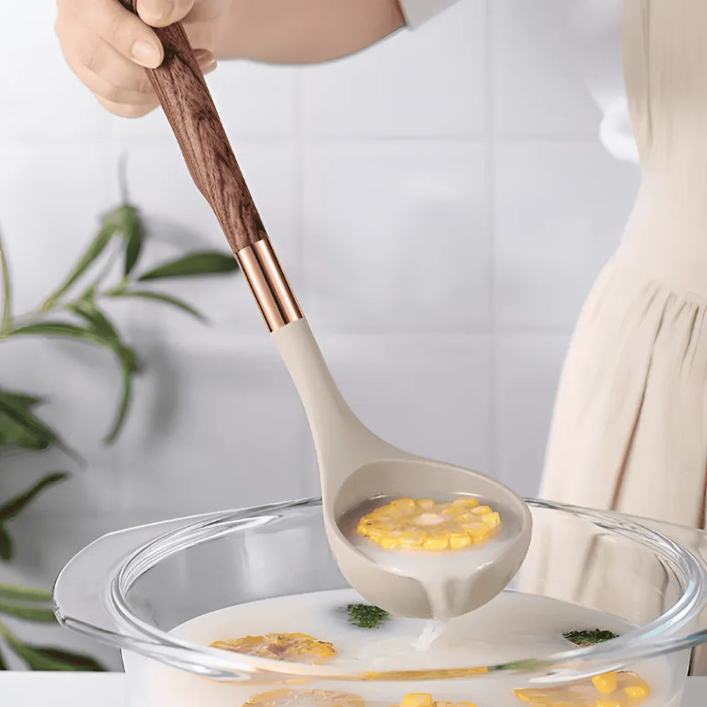 Zestaw silikonowych przyborów kuchennych, 10 elementów - odporny na wysoką temperaturę, ergonomiczny