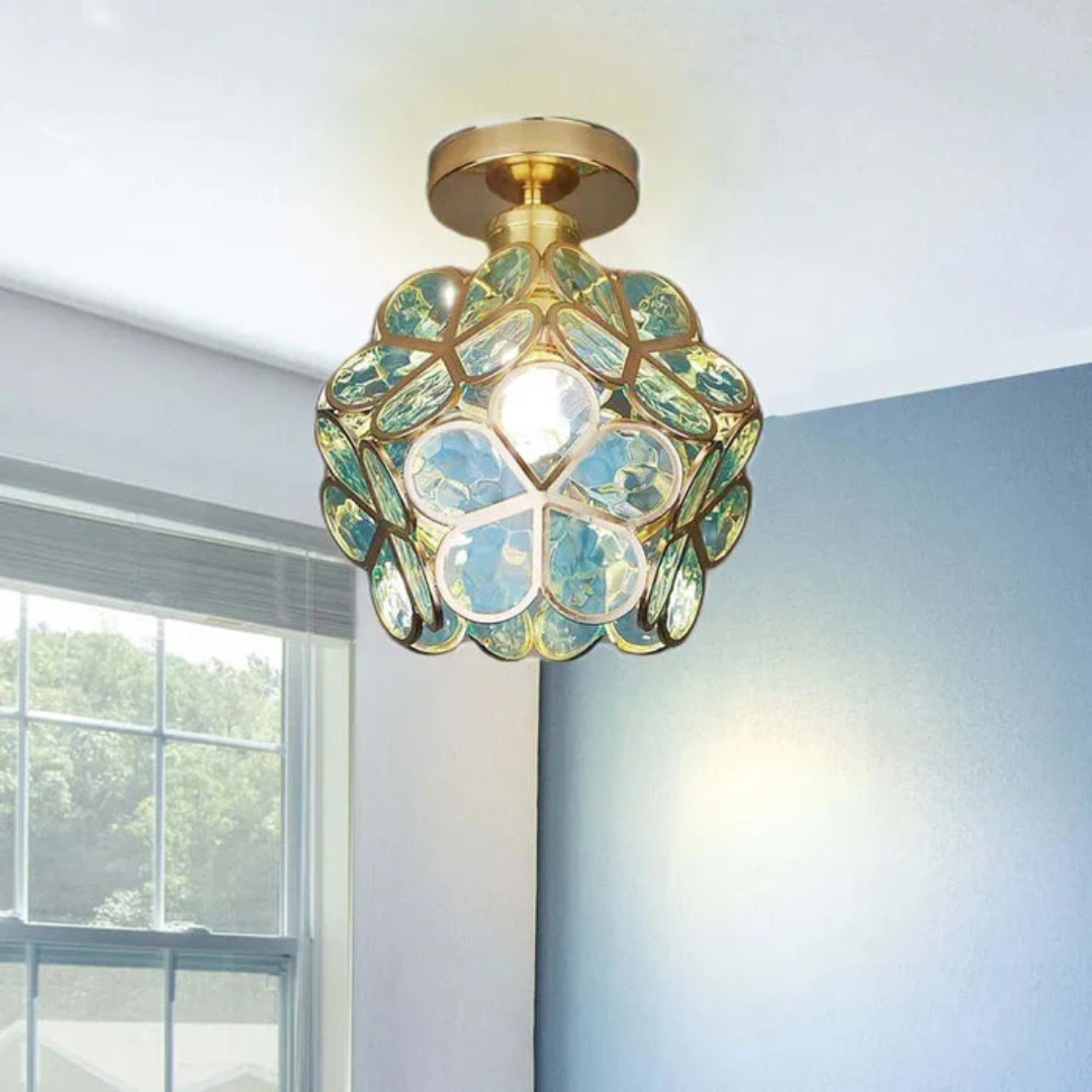 Zyvia - Luxuriöse elegante Glas-Blumen Deckenleuchte für ein stilvolles Interieur