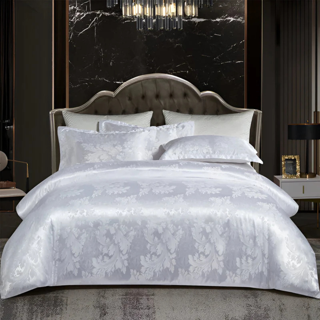 Luxuriöses Satin - Elegantes Satin-Bettbezug mit wunderschönem Blumenmuster