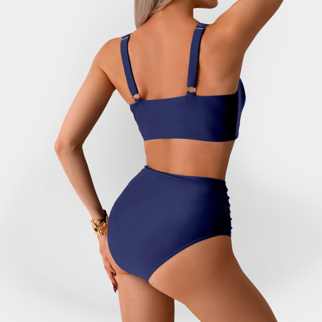 Damen High-Waist Bikini mit Rüschenausschnitt