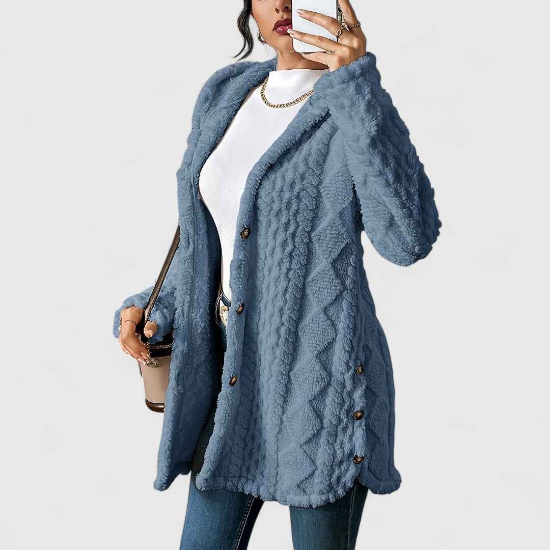 Elise – Gemütlichkeit trifft auf Stil mit diesem luxuriösen Plüsch-Hoodie-Cardigan