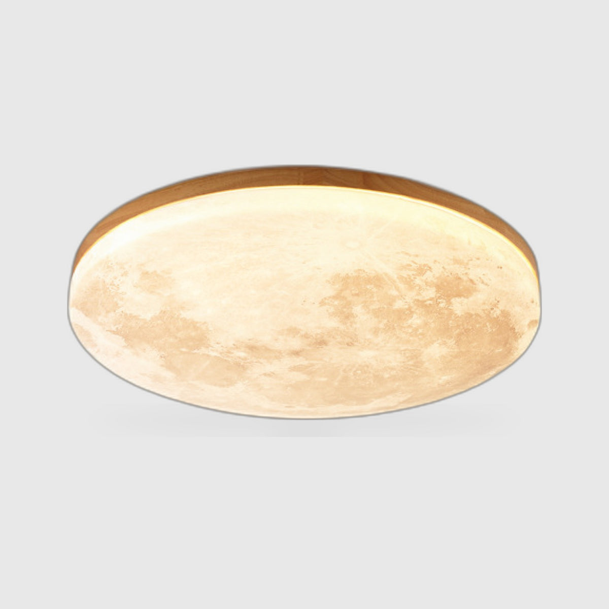 Moderne Mond-Deckenleuchte – 3D-Monddesign mit Holzrahmen