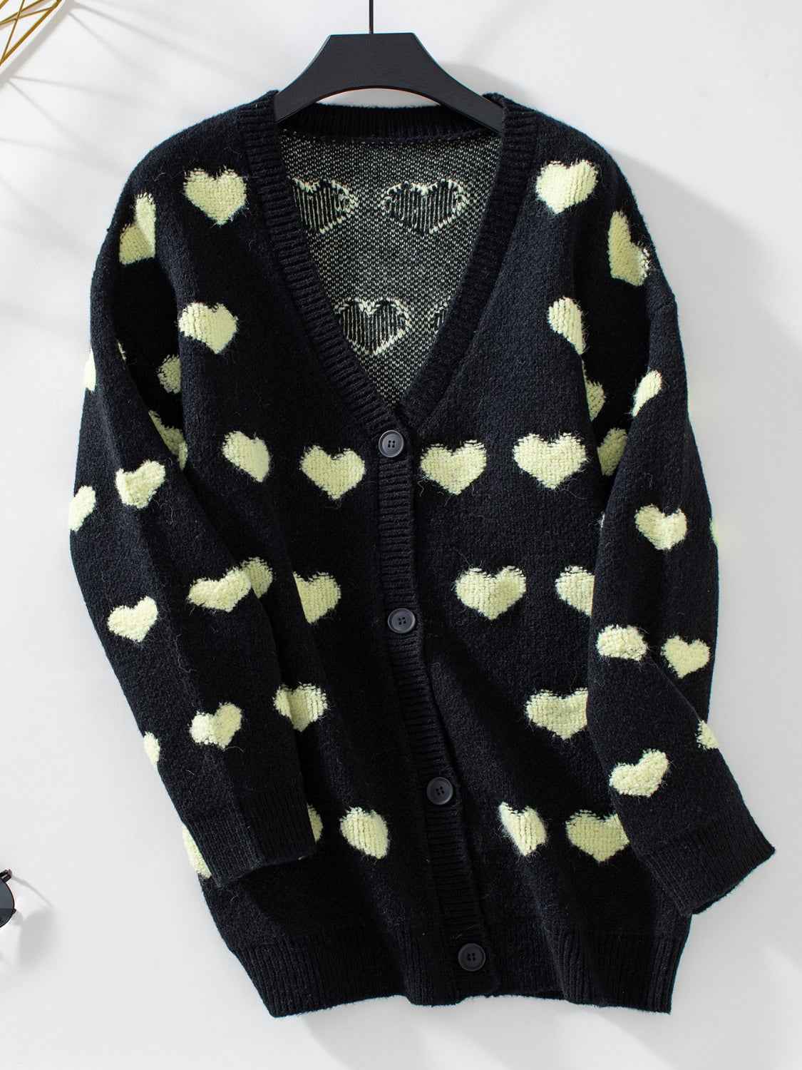 Damen-Strickcardigan mit Herzmuster