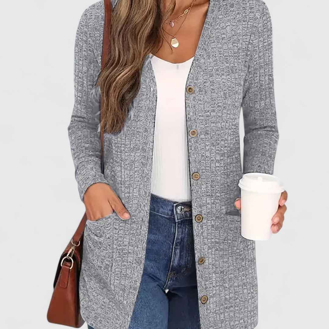 Lindsey - Bequemer V-Ausschnitt Cardigan für einen eleganten und lässigen Stil