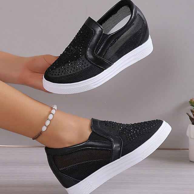 Damen-Sneaker mit weißen Kristallverzierungen