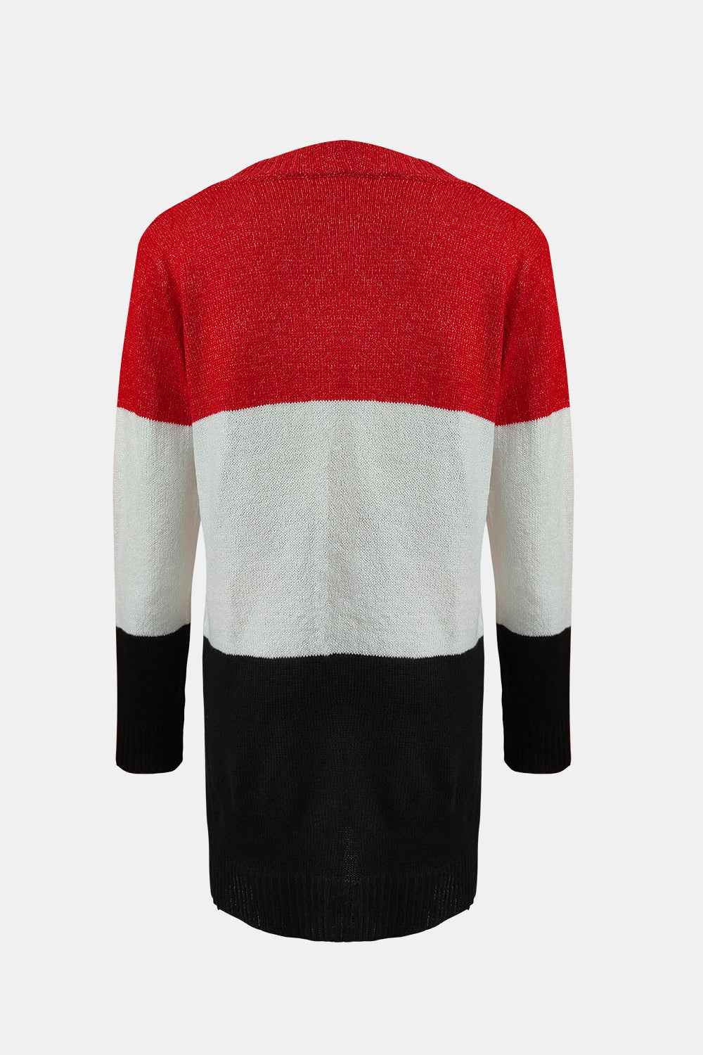 Color-Block-V-Ausschnitt-Cardigan mit Knopfverschluss – kuschelige, schicke Strickware