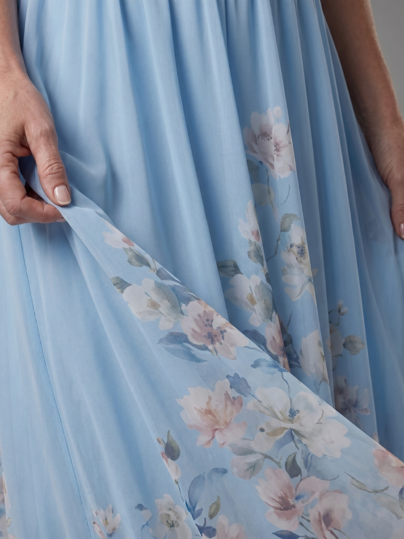 Clarissa | Ärmelloses Midikleid mit V-Ausschnitt und weichem Blumensaum