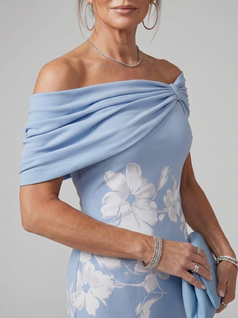 Evelina | Schulterfreies Midikleid