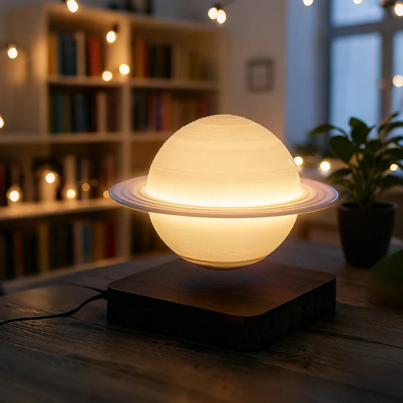 EtherealOrbit Schwebe-Lampe – Magnetisch Schwebendes Mond & Saturn Licht