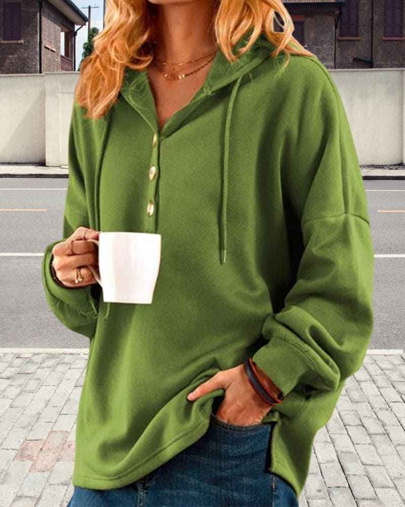 Eleganter Damen-Kapuzenpullover mit stilvollen Knöpfen