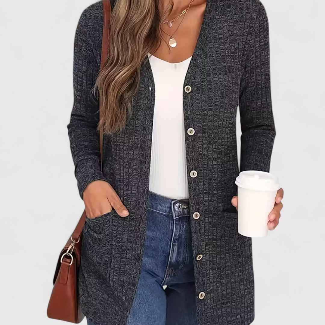 Lindsey - Bequemer V-Ausschnitt Cardigan für einen eleganten und lässigen Stil