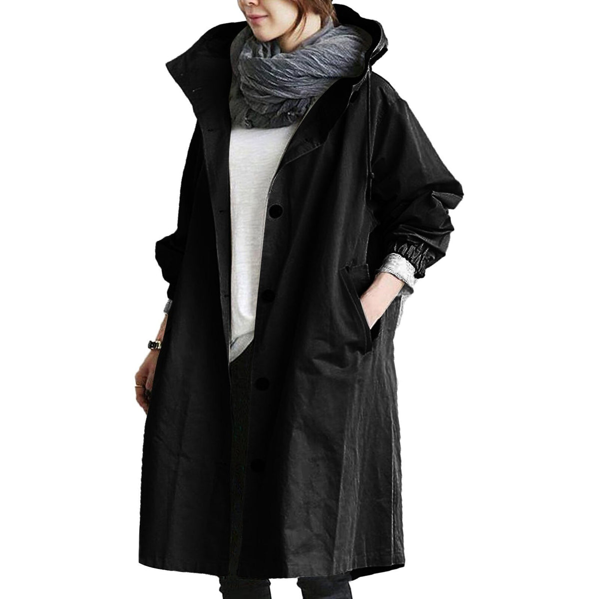 Damen wasserdichter Trenchcoat in langer Passform