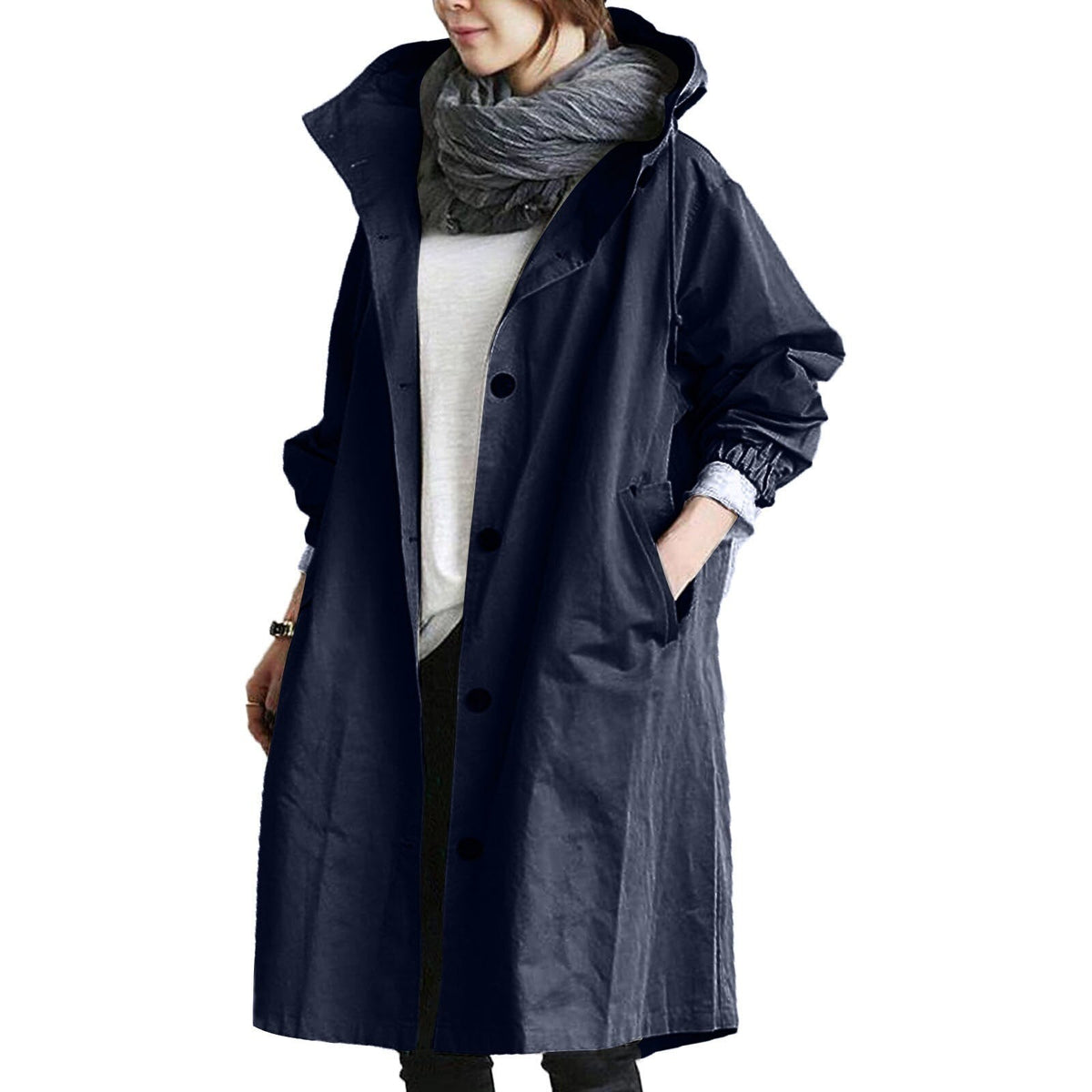 Damen wasserdichter Trenchcoat in langer Passform