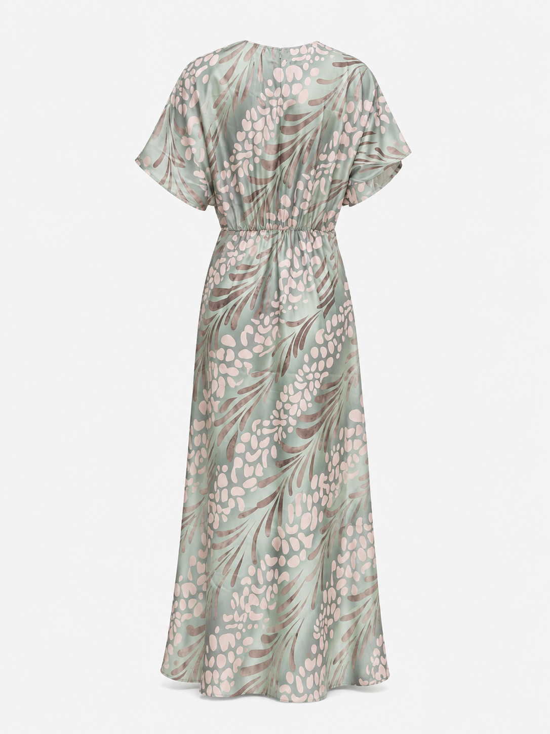 Abstraktes Midikleid mit V-Ausschnitt und Taillendetail