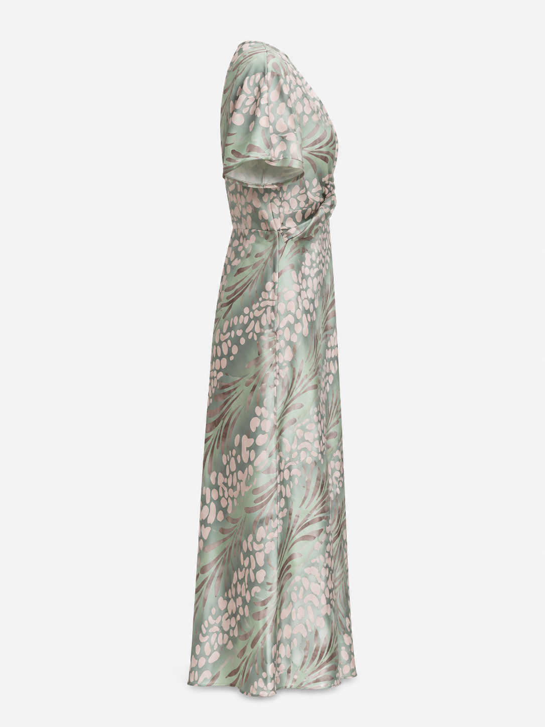 Abstraktes Midikleid mit V-Ausschnitt und Taillendetail