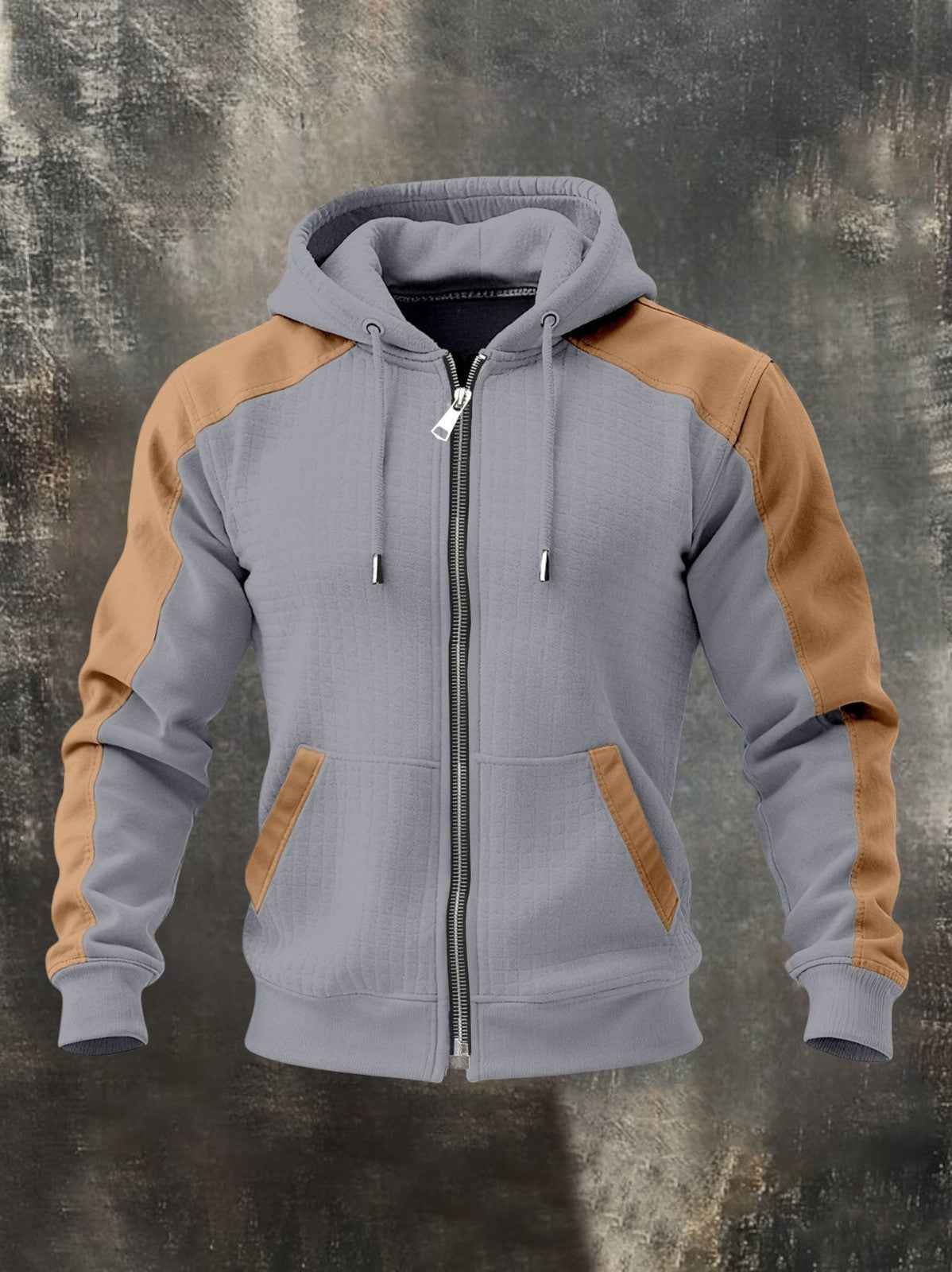 Zweifarbiges Zip-Hoodie – Colorblock-Reißverschluss-Sweatshirt