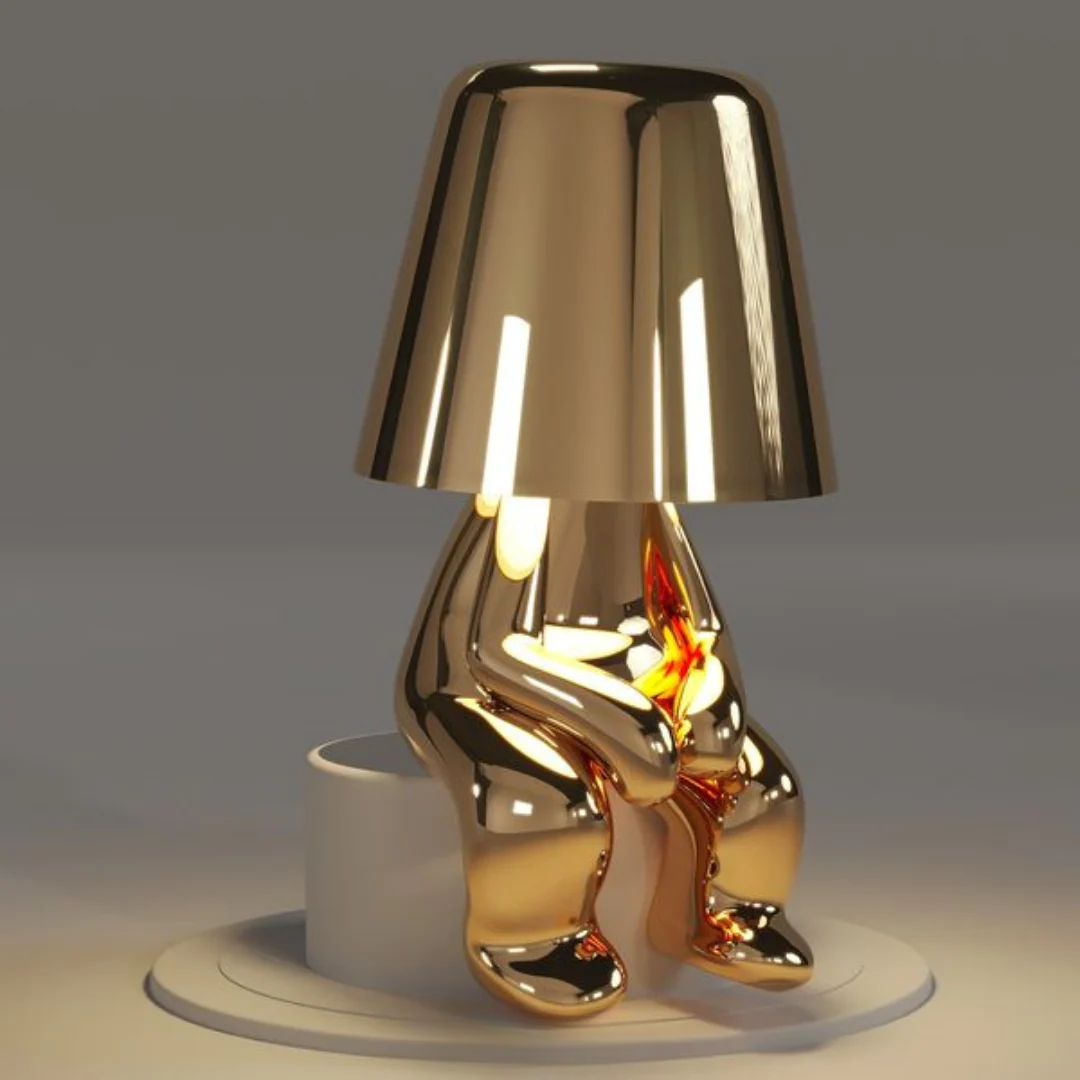 Wiederaufladbare USB-Goldene Resin-Tischlampe mit variabler Helligkeit