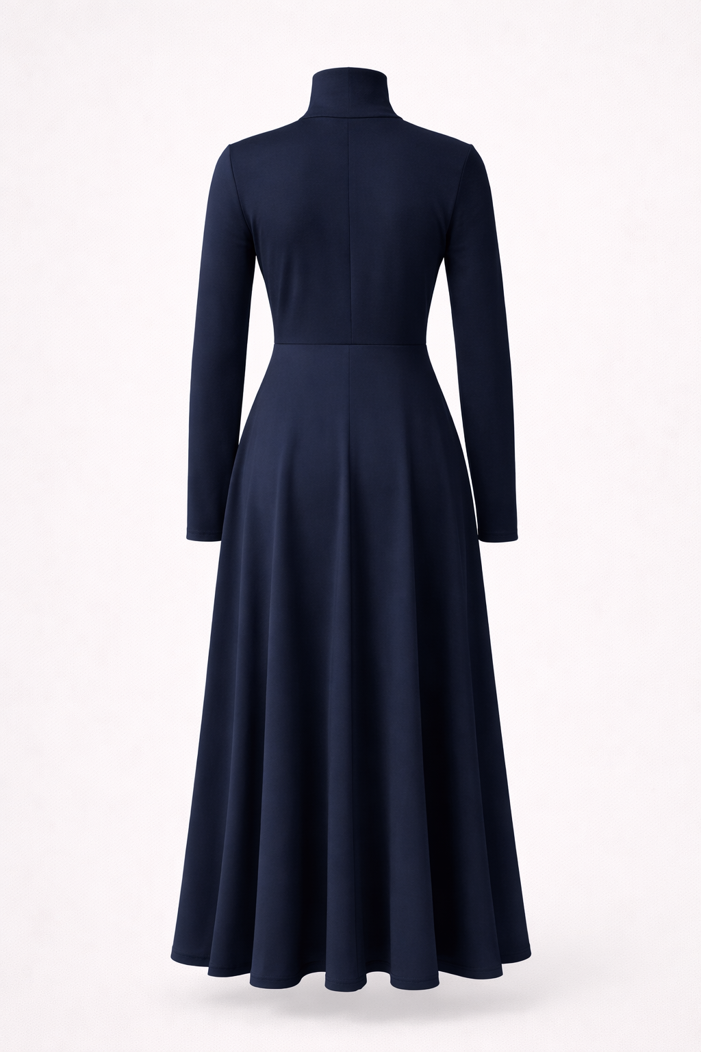 Elegantes dunkelblaues Strickkleid mit Rollkragen Damen