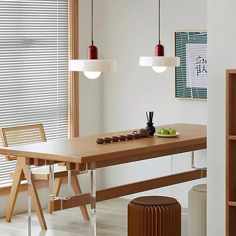 Bauhaus-Stil Glas-Hängeleuchte mit Ringschirm