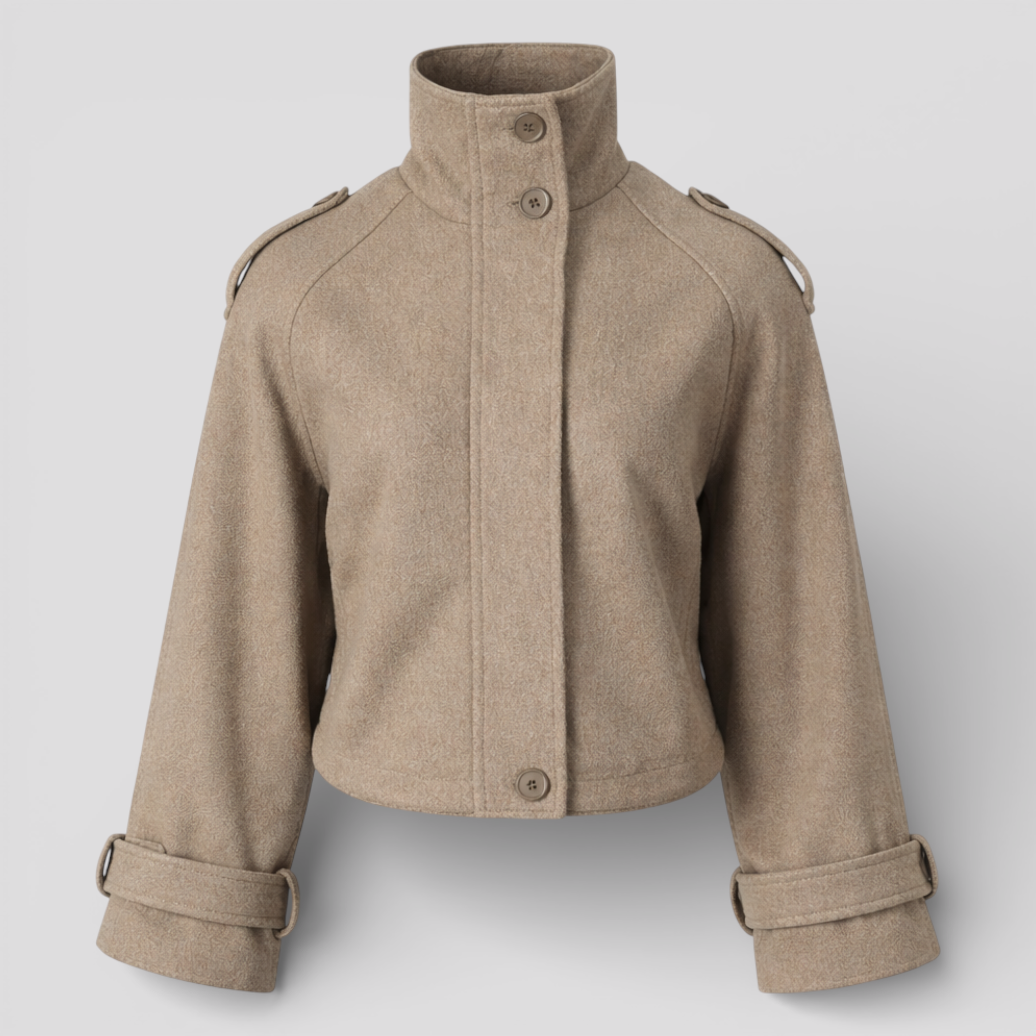 Giacca invernale vintage in lana con collo dritto e bottoni per uno stile chic e senza tempo