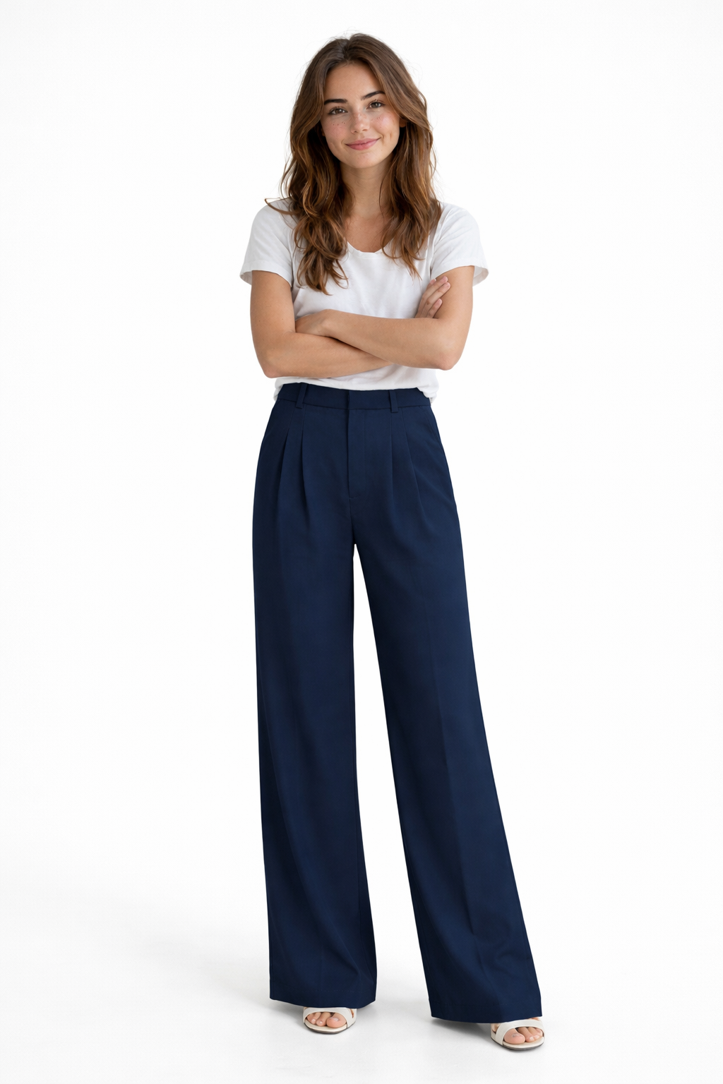 Bequeme Hochtaillierte Weite Passform Hose für einen Stilvollen Look