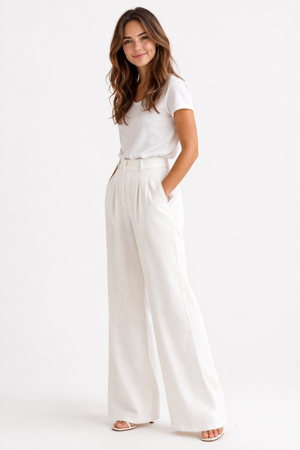 Bequeme Hochtaillierte Weite Passform Hose für einen Stilvollen Look