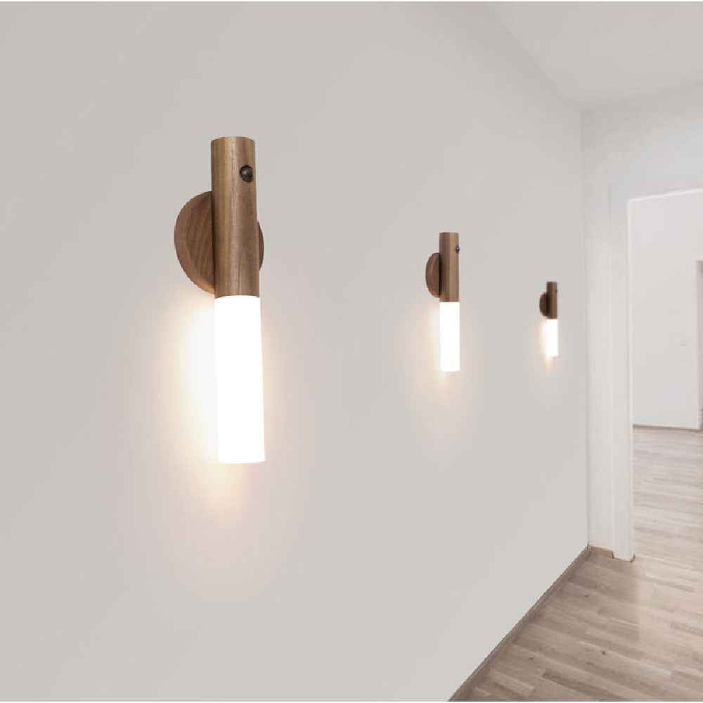 Bewegungsmelder LED Lampe aus Holz