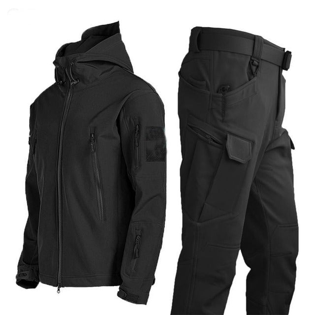 Herren Outdoor-Set - Gepolsterte Winterjacke mit Kapuze und Cargohose