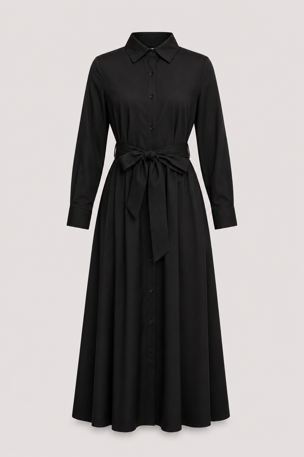 Elegantes Maxi-Kleid mit Langärmeln und Hemdkragen Damen