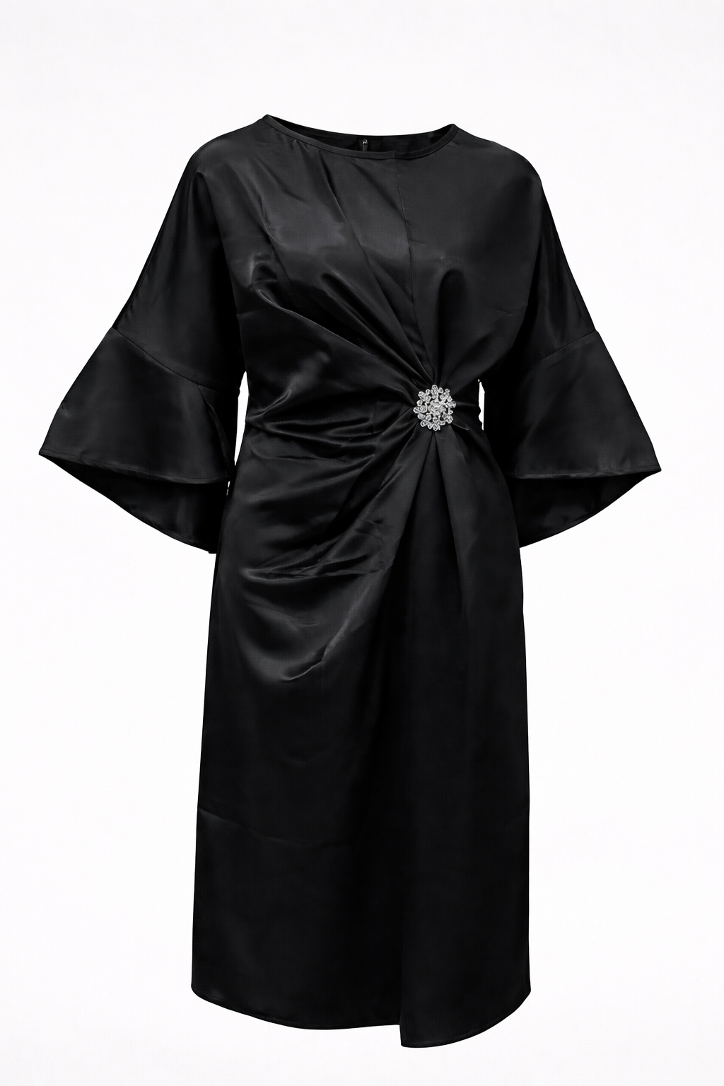 Elegantes schwarzes Satin-Maxikleid für einen atemberaubenden Abend