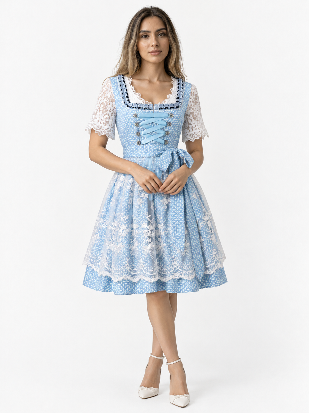 Robe dirndl bleue pour femme - Classique et festive