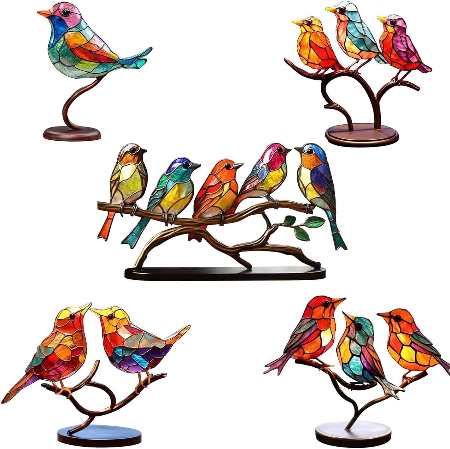 Bunte Handgefertigte Vogel Skulptur für Innenräume