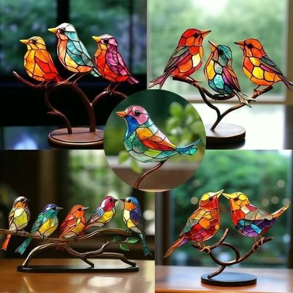Bunte Handgefertigte Vogel Skulptur für Innenräume