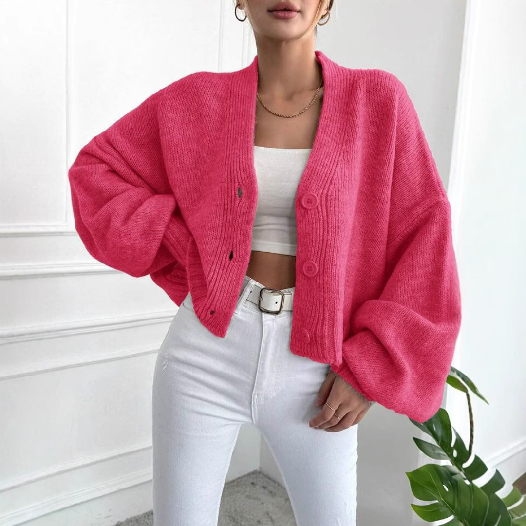 EDEN™ Laternenärmel-Crop-Cardigan für einen mühelosen Stil