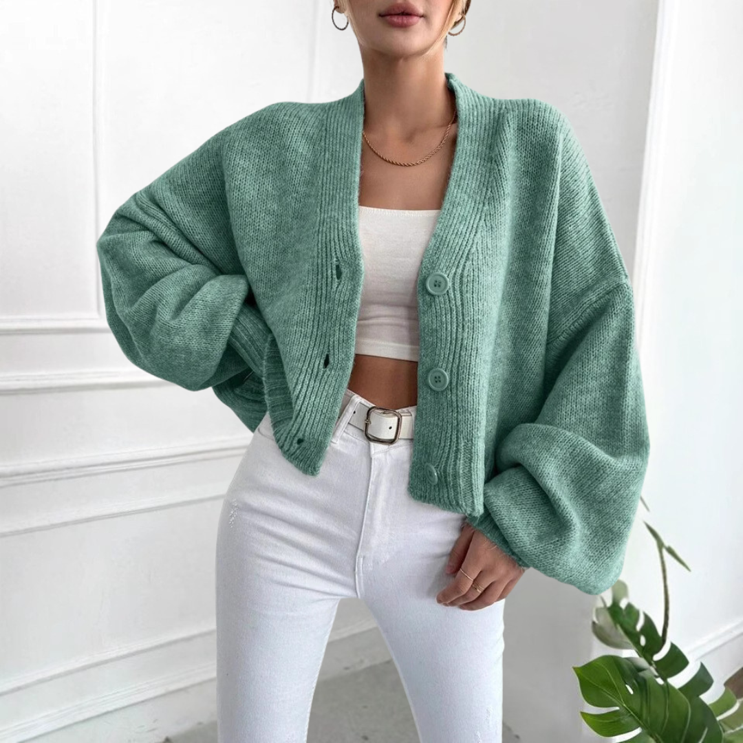 EDEN™ Laternenärmel-Crop-Cardigan für einen mühelosen Stil