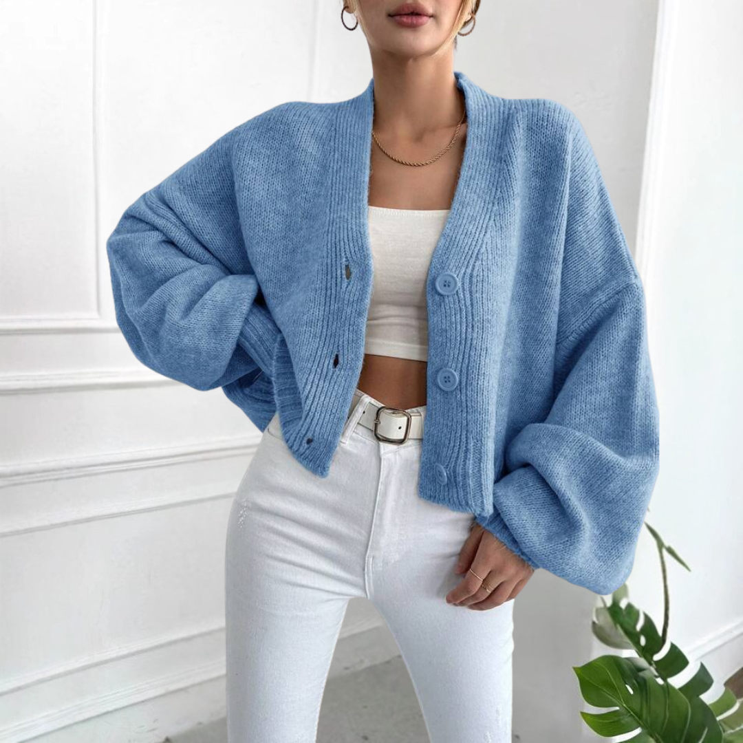 EDEN™ Laternenärmel-Crop-Cardigan für einen mühelosen Stil