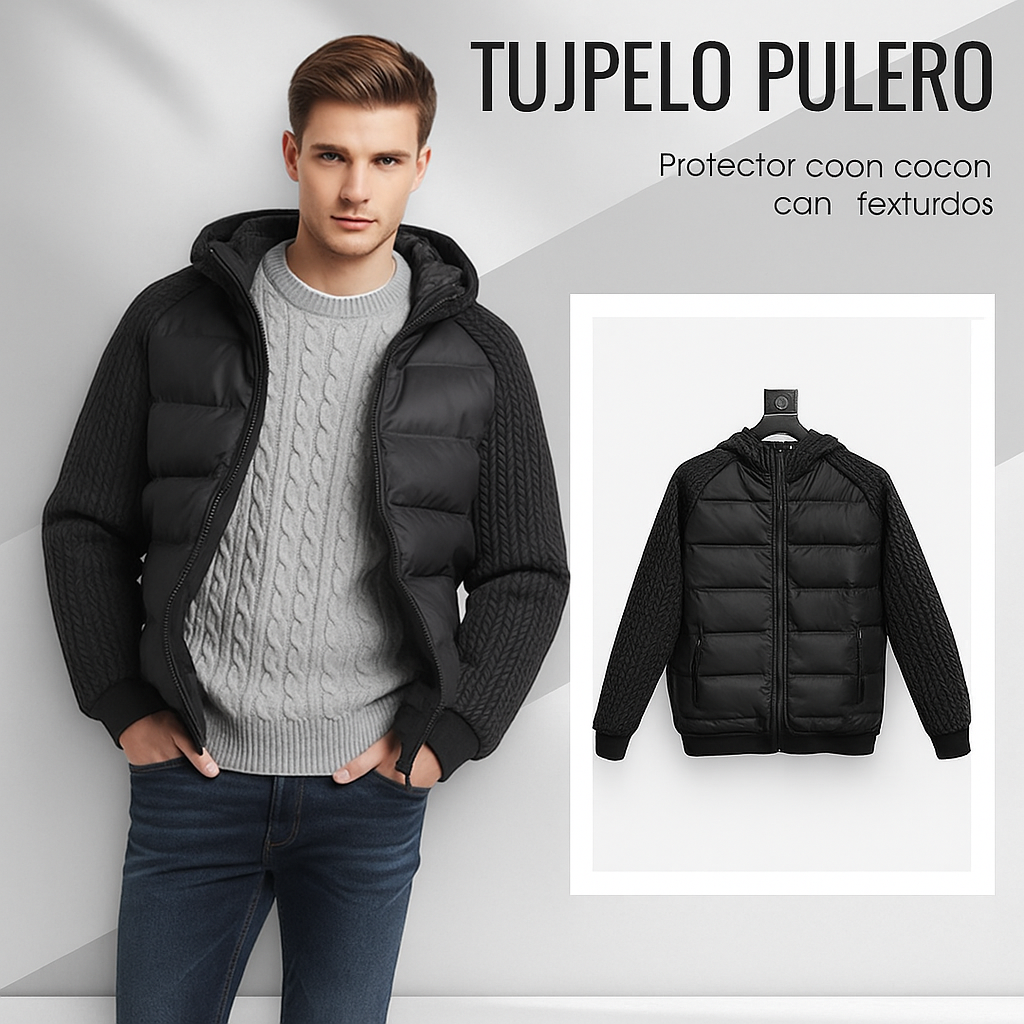 Thermische Jacke mit wattierter Kapuze und Windschutz – Wärme und vollständiger Schutz