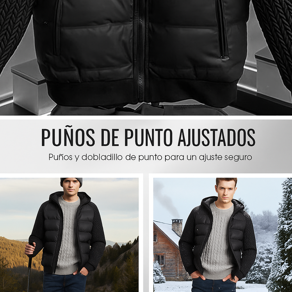 Thermische Jacke mit wattierter Kapuze und Windschutz – Wärme und vollständiger Schutz